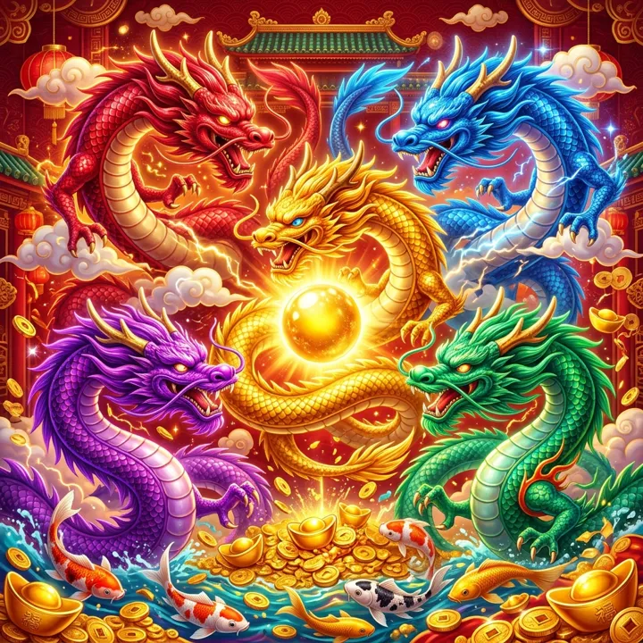 5 Dragons pokie artwork
