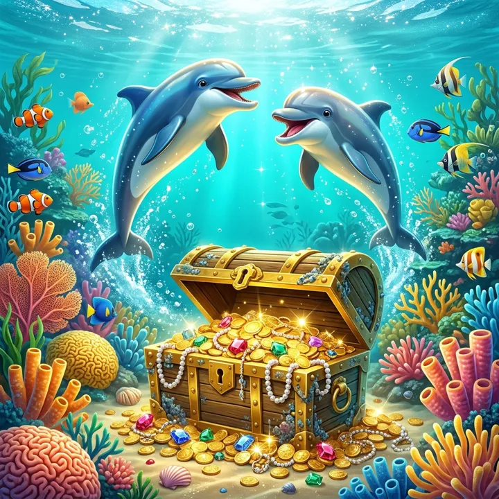 Dolphin Treasure pokie artwork