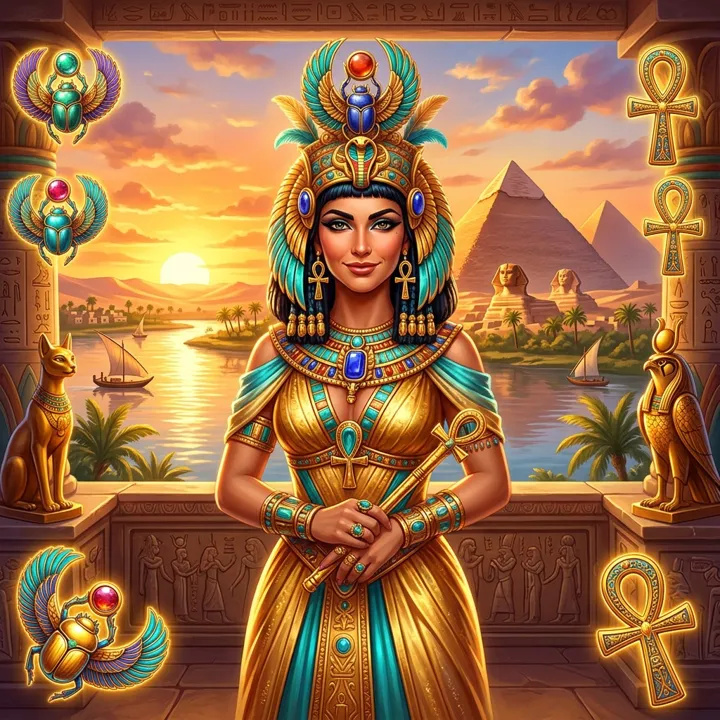 Queen of the Nile pokie artwork