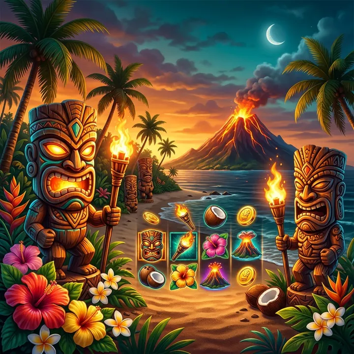 Tiki Torch pokie artwork